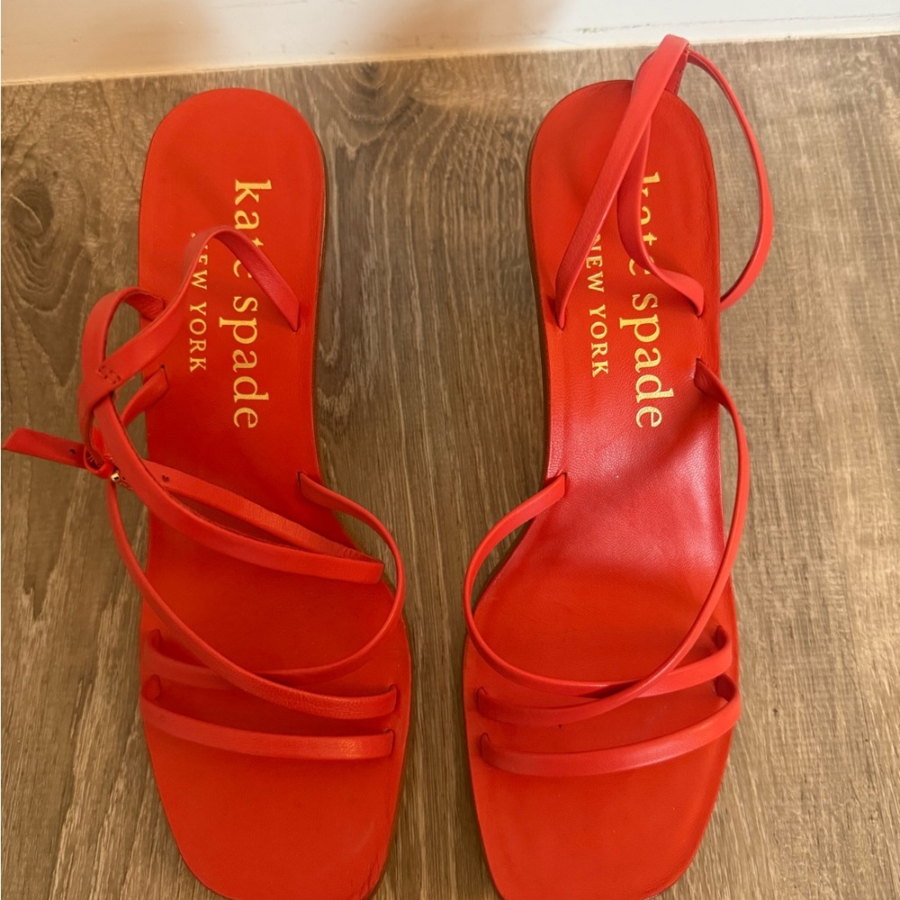 Kate Spade Coral Red Minimalist Sandals
